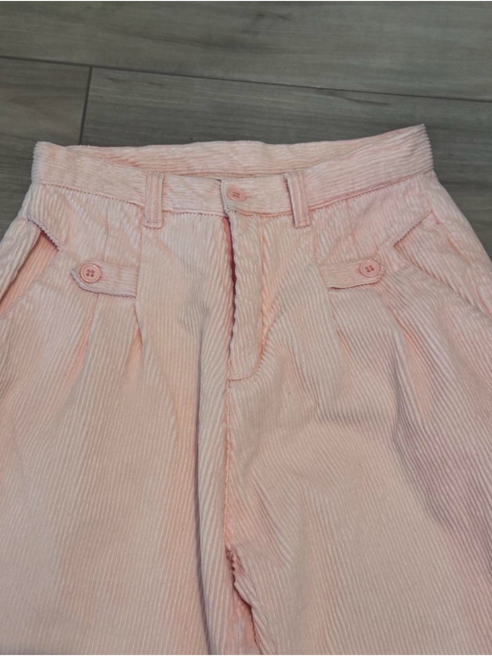 Vintage style Women's Straight-Leg Corduroy Pants in Light Pink